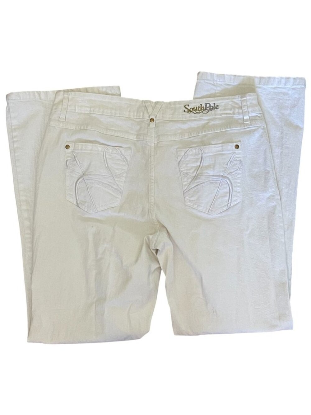 Vintage Y2K Southpole Embroidered Flare Jeans Womens 16 (34x31) White Hip Hop